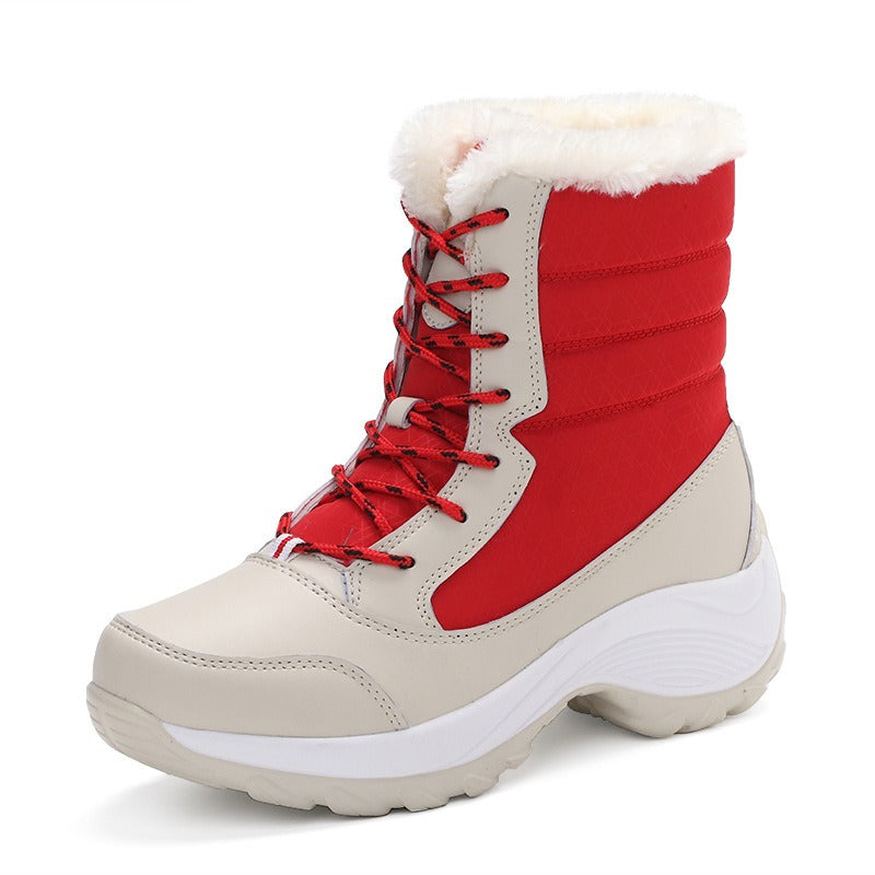 Snow boots, women's boots, flat heels, Martin boots, women's boots, lace up, women's cotton shoes, oversized outdoor travel