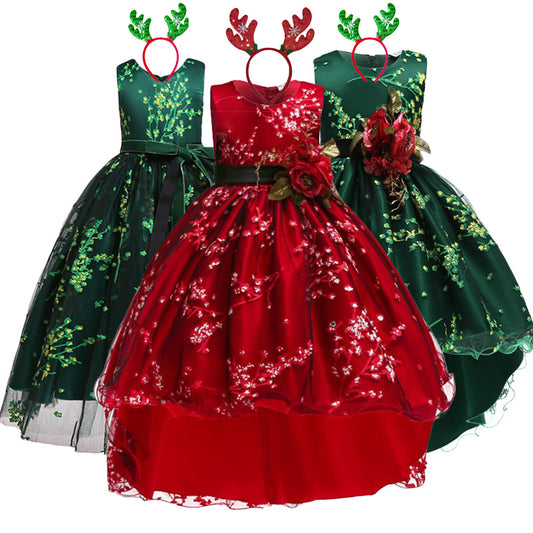 Christmas Dress For Girls Costume Children Evening Party Dress Kids Dresses For Girls Princess Dress Flower Girls Wedding Dress