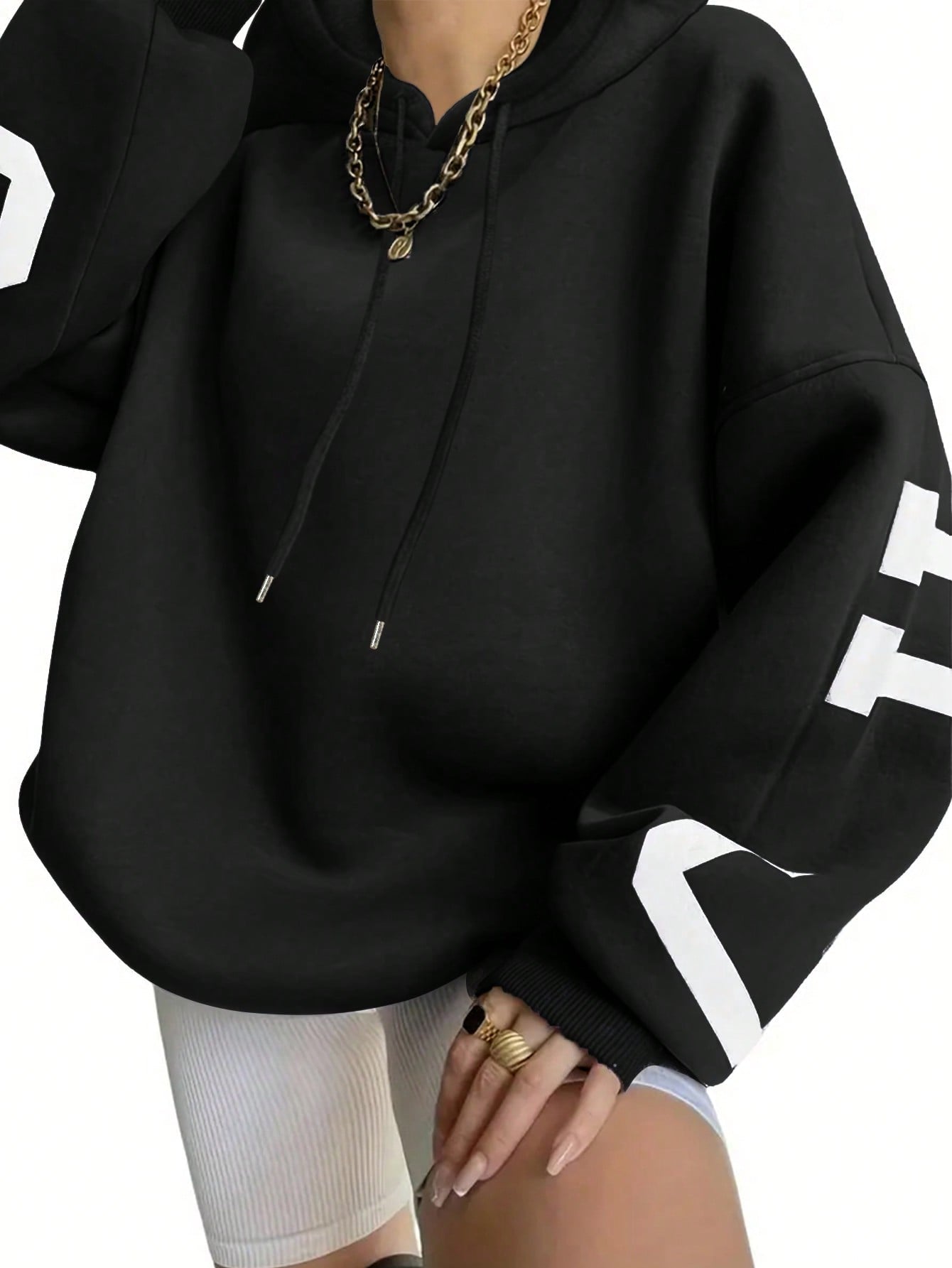 Women'S Casual Drop Shoulder Letter Print Long Sleeve Sweatshirt