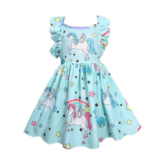 Little Pony Uncorn Rainbow Dress Girls Dresses For Party Wedding Backless Mermaid Dress For Kids Clothes Unicornio Party Dresses