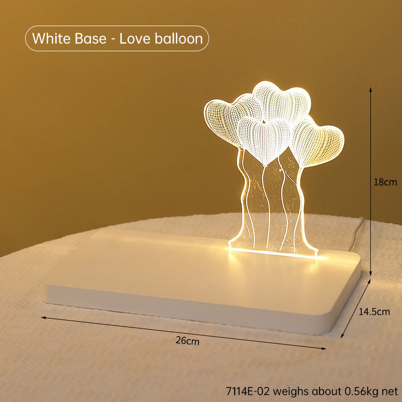 Acrylic three-dimensional love night light home bedside counter decorative night light ornaments