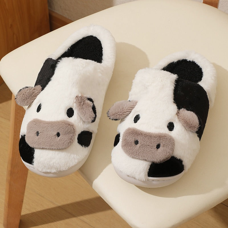 Cotton Slippers Winter New Plush Cotton Slippers Home and Indoor Warmth Cotton Slippers Cartoon Cow Slippers