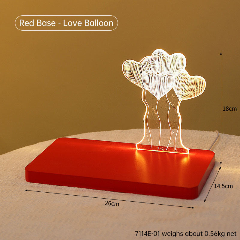 Acrylic three-dimensional love night light home bedside counter decorative night light ornaments