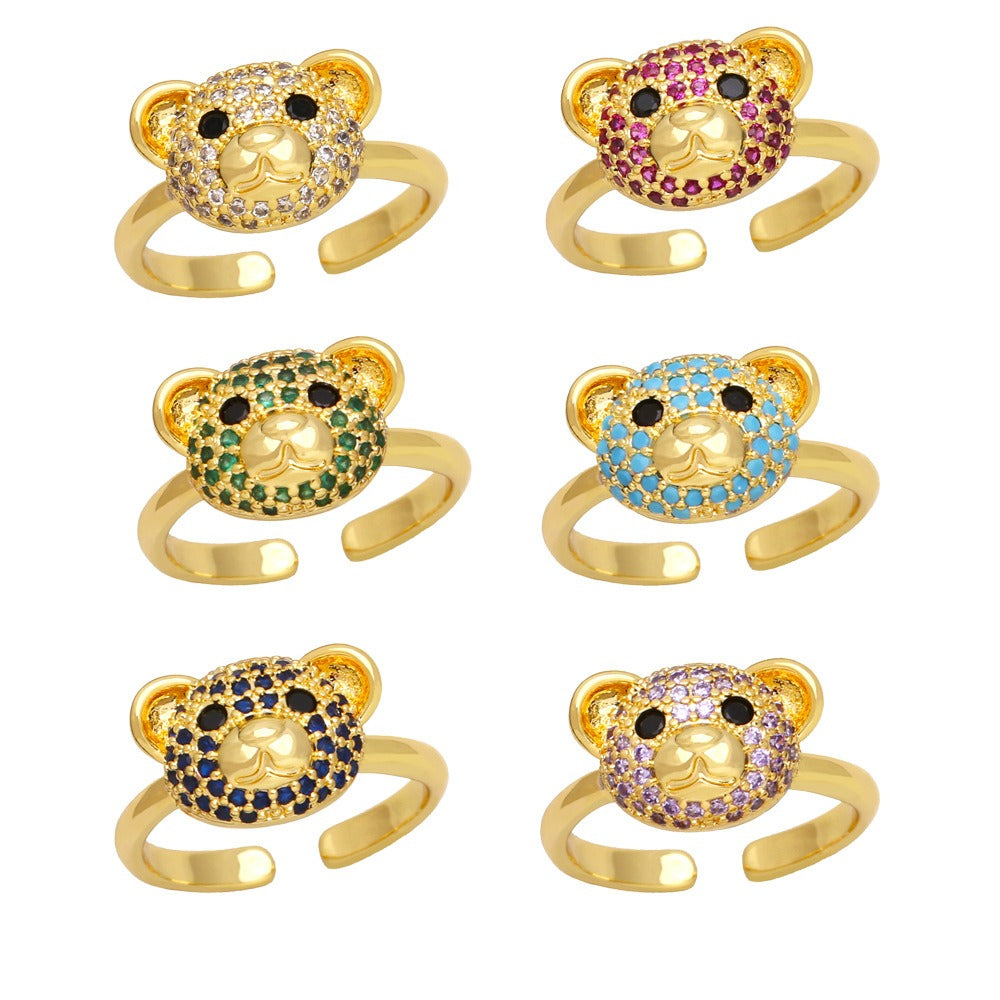 Simple sweet cute bear ring female fashion accessory open ring