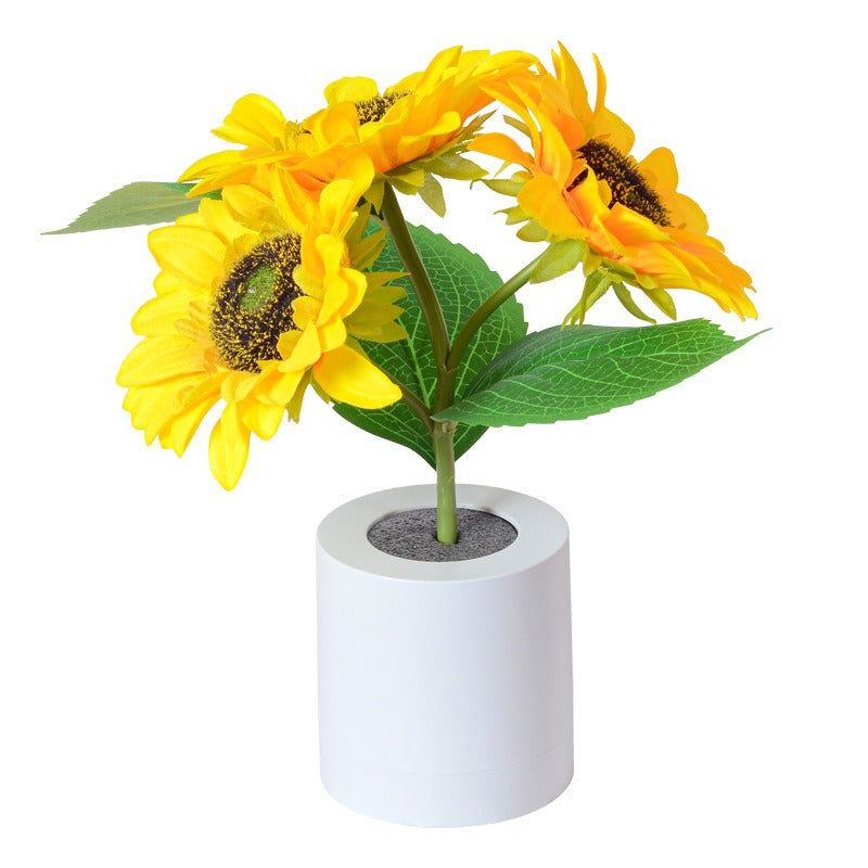 Rechargeable Sunflower LED Simulation Night Light Room Bedhead Decoration Atmosphere Light Birthday Gift for Girls