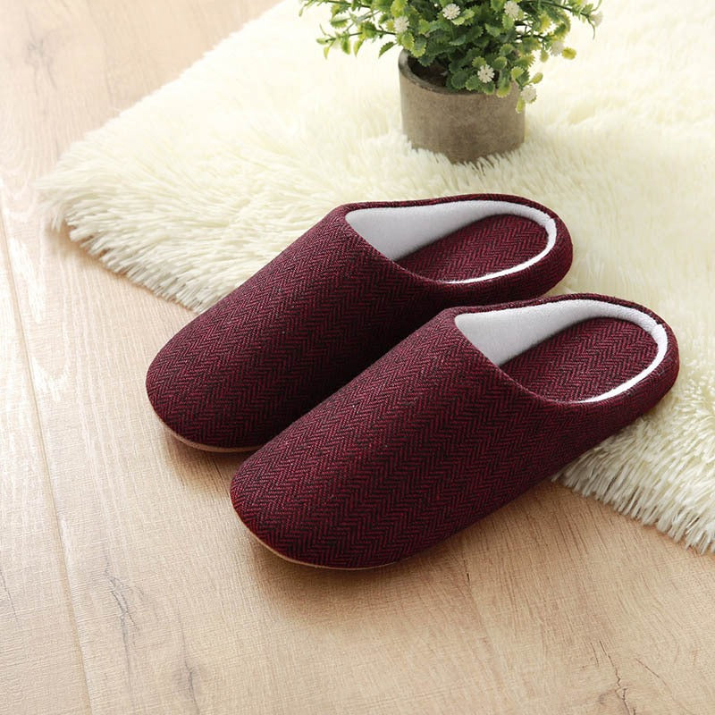 Japanese and Korean wooden floor fabric art men's and women's indoor cotton and linen slippers, home pure black cotton cloth slippers