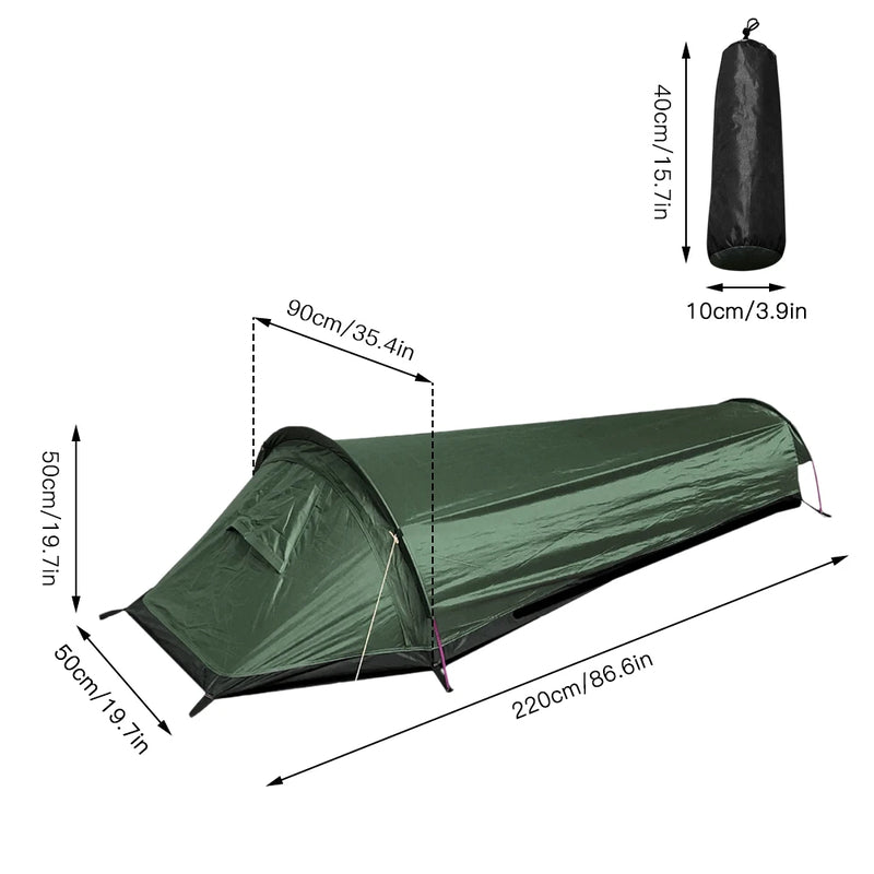 Camping Single Person Tent Ultralight Compact Outdoor Sleeping Bag Tent Larger Space Waterproof Backpacking Tent Cover Hiking