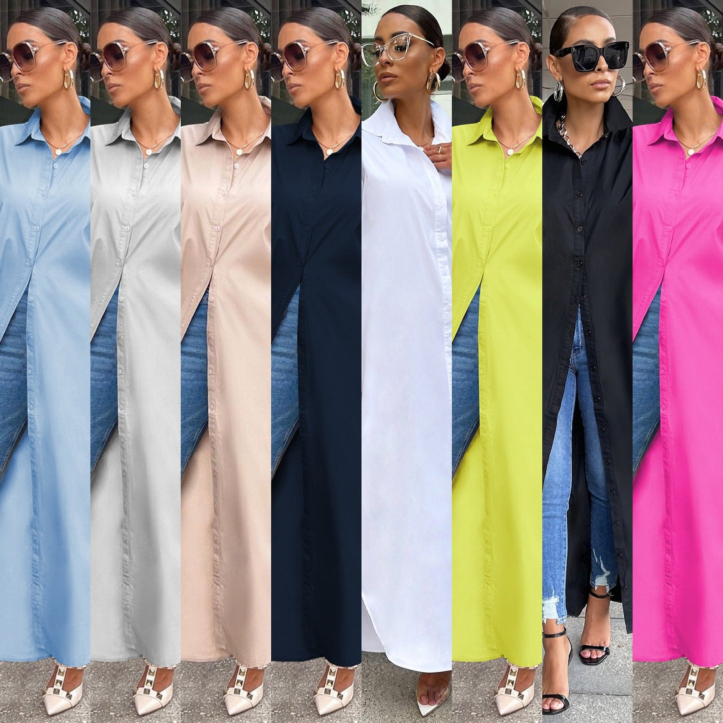 Casual Dresses Women Clothes Plus Size Fashion Girls' Skirt Bodycon Long Shirt Dress Women's Club Party Sexy Dresses