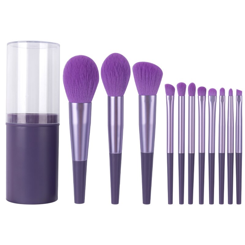 11pcs Long Tube Makeup Brushes Set Professional Natural Hair Powder Foundation Eyeshadow Contour Eyebrow Cosmetic Brush Kit