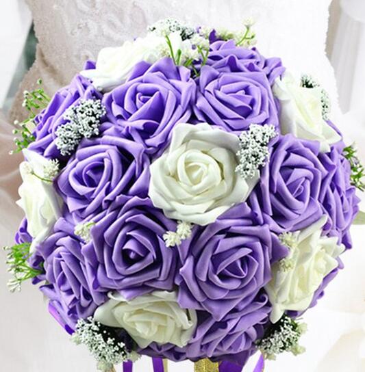 Bride Holding Flowers Romantic Wedding Colorful Bride 's Bouquet Red Pink Blue And Purple Bridal