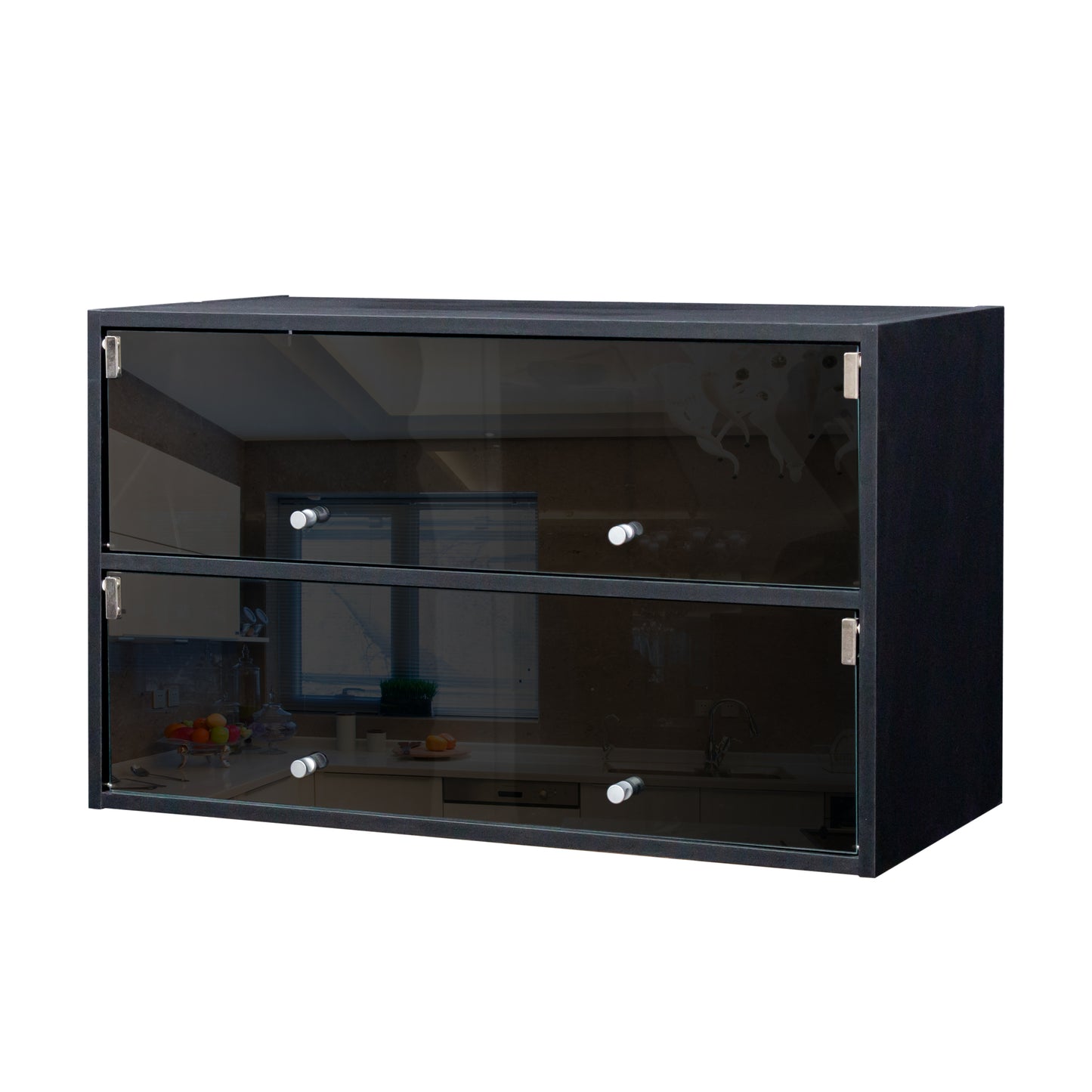 Black Glass Door Shoe Box Shoe Storage Cabinet With RGB Led Light