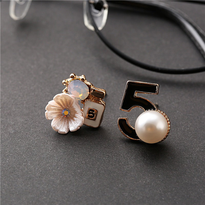 Camellia earrings asymmetrical pearl earrings for women versatile Korean version popular earrings for women