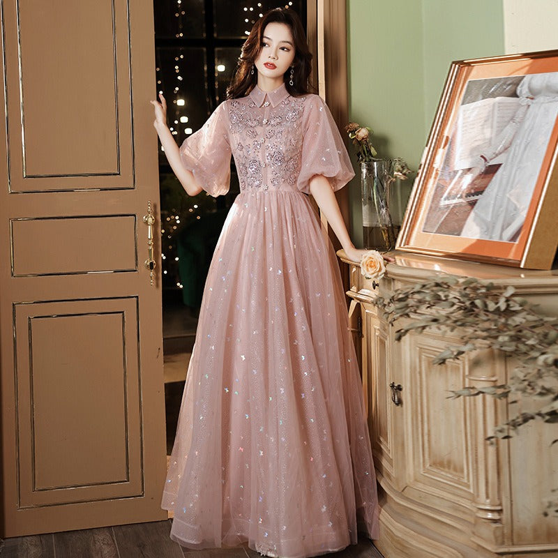 Evening dress dress for women, new spring style banquet art exam, singing and immortal aura, student host bridesmaid dress