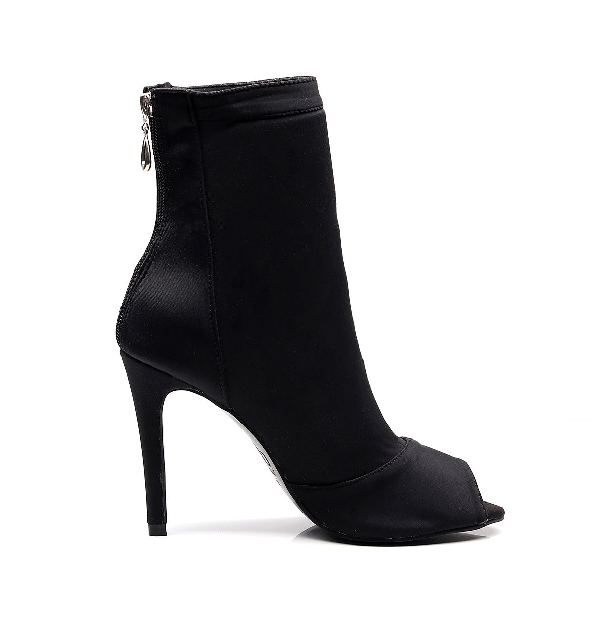 Women's black boots, mid length Latin dance shoes, mid high heels