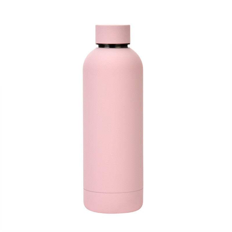 500ml Matte Stainless Steel Vacuum Insulated Hot Cold Water Bottle Double Walled Cola Shape Thermos Leak-Proof Sports Flask