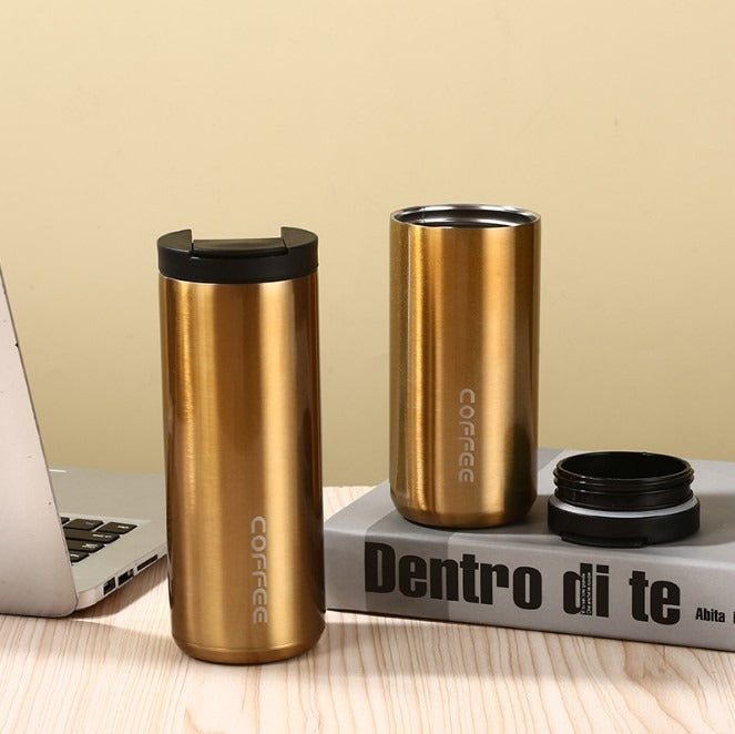 Simple stainless steel insulated cup Direct drinking vehicle mounted Coffee bottle Color water cup Double vacuum handy cup