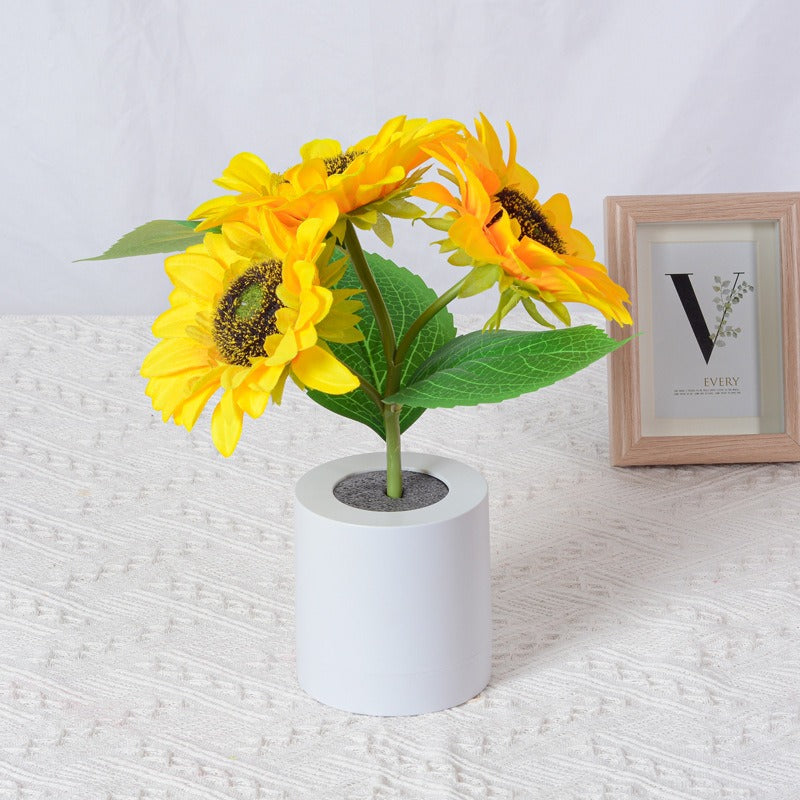 Rechargeable Sunflower LED Simulation Night Light Room Bedhead Decoration Atmosphere Light Birthday Gift for Girls