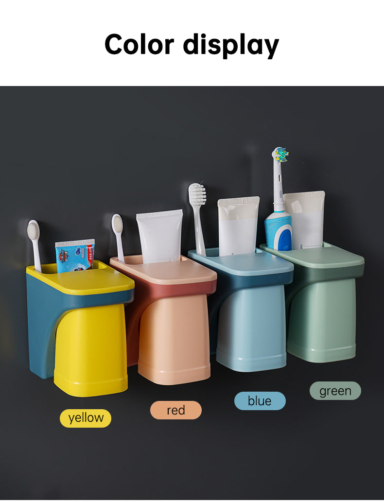 Wall Mount Magnetic Toothbrush Cup Holder Anti-dust Draining Mug Gargle Cup Toothpaste Storage Rack Family Set Bathroom Products