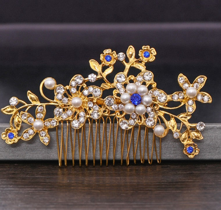 Hair comb, bridal rhinestone and pearl headdress, wedding dress accessories