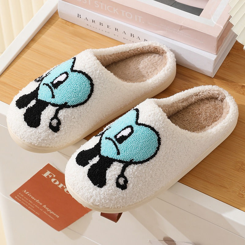 Cotton slippers for women in winter, thick soles for anti slip, bad at home, rabbit heart, Mr. Mao slippers for men, couple cartoon warmth