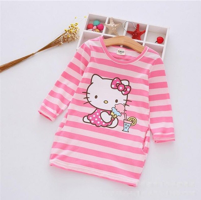 Children Girls Dress  Casual Stripe Pattern Vestidos Girls Clothes 100% Cotton Christmas Vetement Fille Kids Dresses