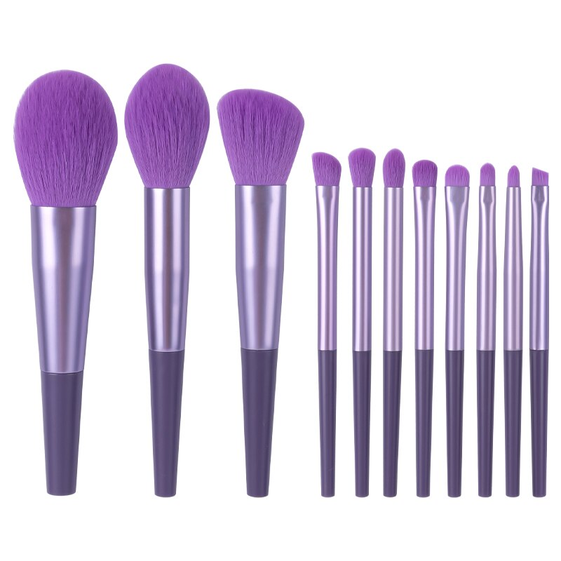 11pcs Long Tube Makeup Brushes Set Professional Natural Hair Powder Foundation Eyeshadow Contour Eyebrow Cosmetic Brush Kit