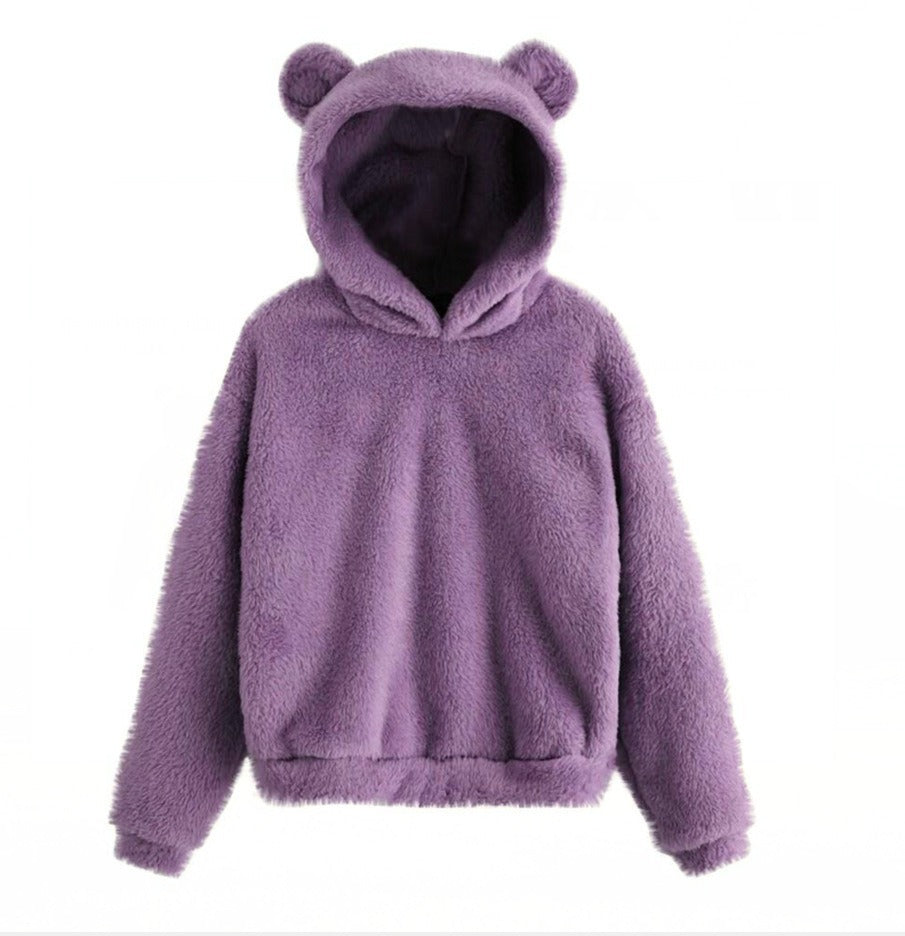 Autumn and Winter New Plush Rabbit Ear Hooded Warm Sweater Sweater Sweater