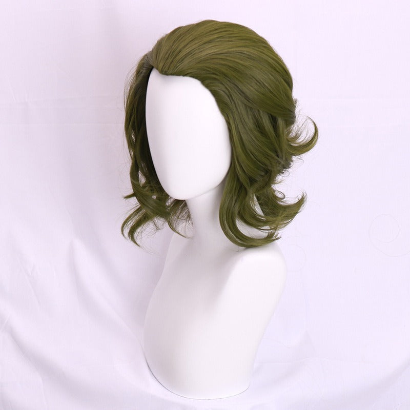 European and American movie Joker Flake cosplay with green medium long curly hair wig