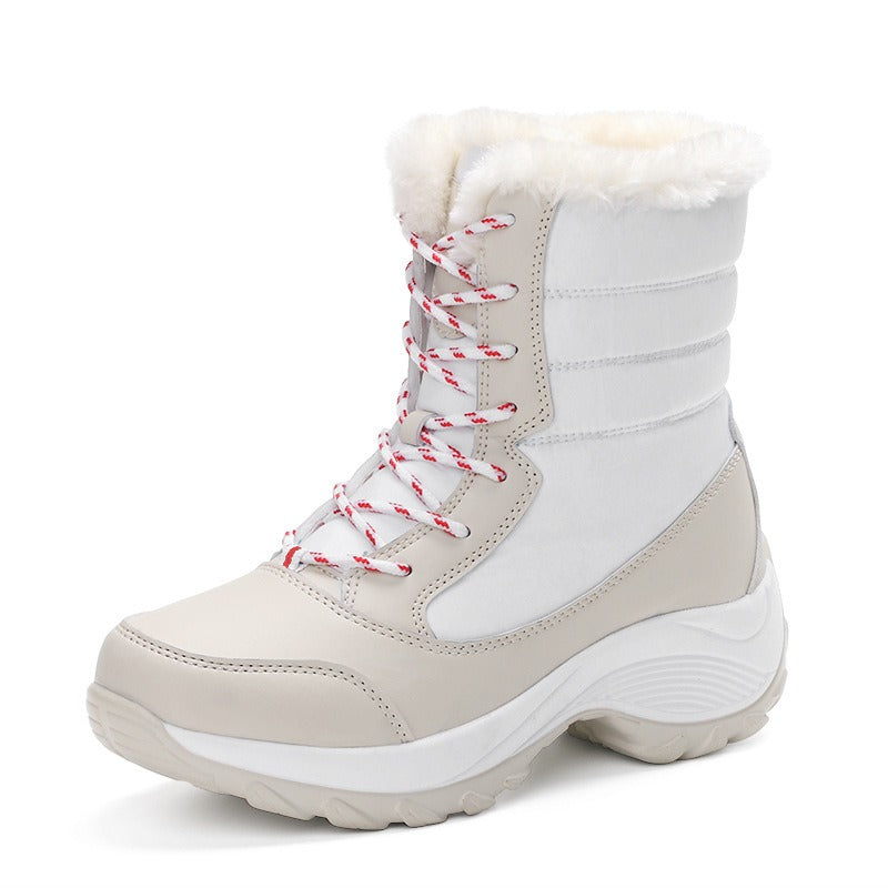 Snow boots, women's boots, flat heels, Martin boots, women's boots, lace up, women's cotton shoes, oversized outdoor travel