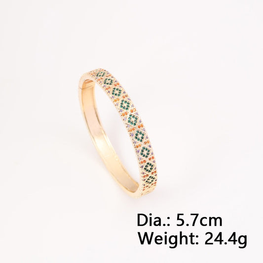 European and American personality fashion trend copper plated genuine gold inlaid zirconium bracelet INS style cool geometric square buckle bracelet for women