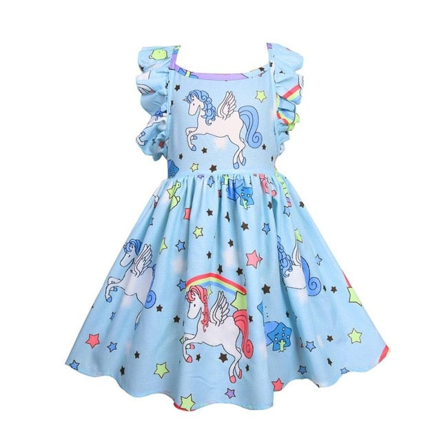 Little Pony Uncorn Rainbow Dress Girls Dresses For Party Wedding Backless Mermaid Dress For Kids Clothes Unicornio Party Dresses