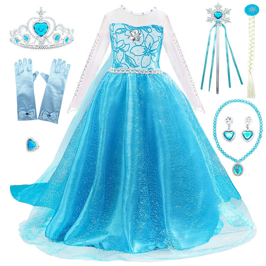 New Frozen Aisha Dress Dresses Girls Long Dresses Summer And Autumn Aisha Princess Dresses With a Full Set Of Accessories