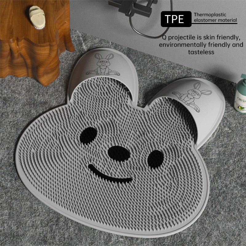 Silicone rabbit rub foot artifact bathroom anti-slip mat rub back massage pad rub bath wash feet to dead skin shower mat