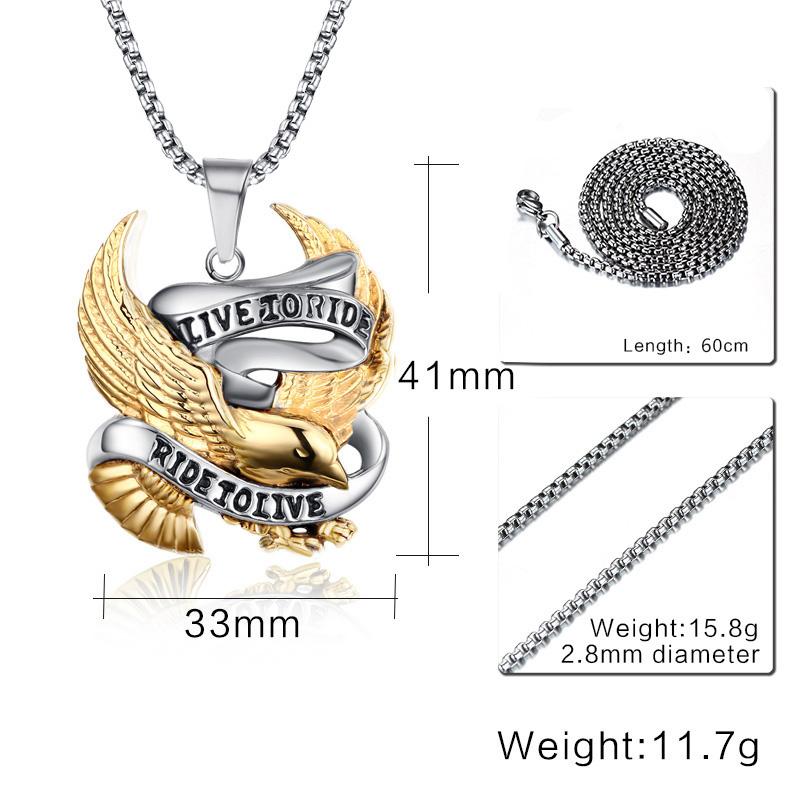 Vnox Eagle Necklace Pendant for Men