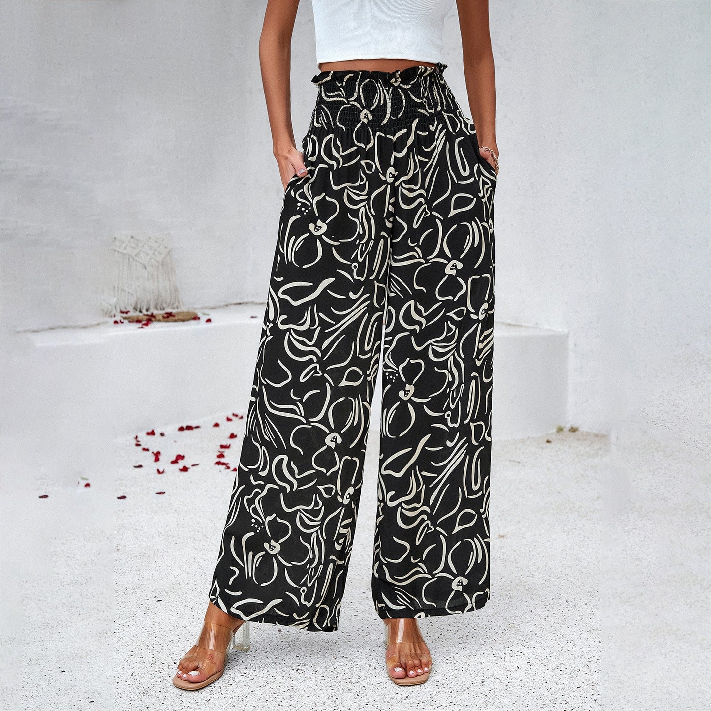 Women's spring/summer elegance printed slacks