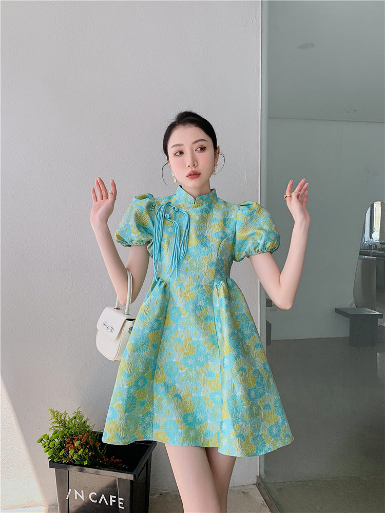 Tingfly New Designer Puff Sleeve Francais Chic Daisy Flower A Line Party Dresses Cute Lady Girl Summer Casual Streetwear Mini