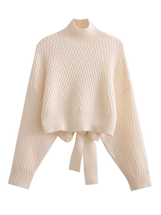 Spring personality back hollowed-out strap sweater