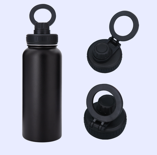 32oz stainless steel 304 double-layer insulated bottle with phone holder magnetic suction cover