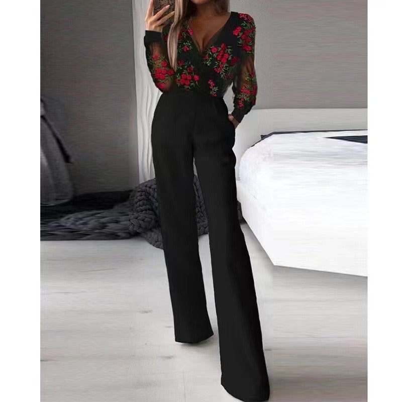 Jumpsuit with slanted collar and mid waist for a stylish commuting jumpsuit