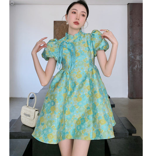 Tingfly New Designer Puff Sleeve Francais Chic Daisy Flower A Line Party Dresses Cute Lady Girl Summer Casual Streetwear Mini