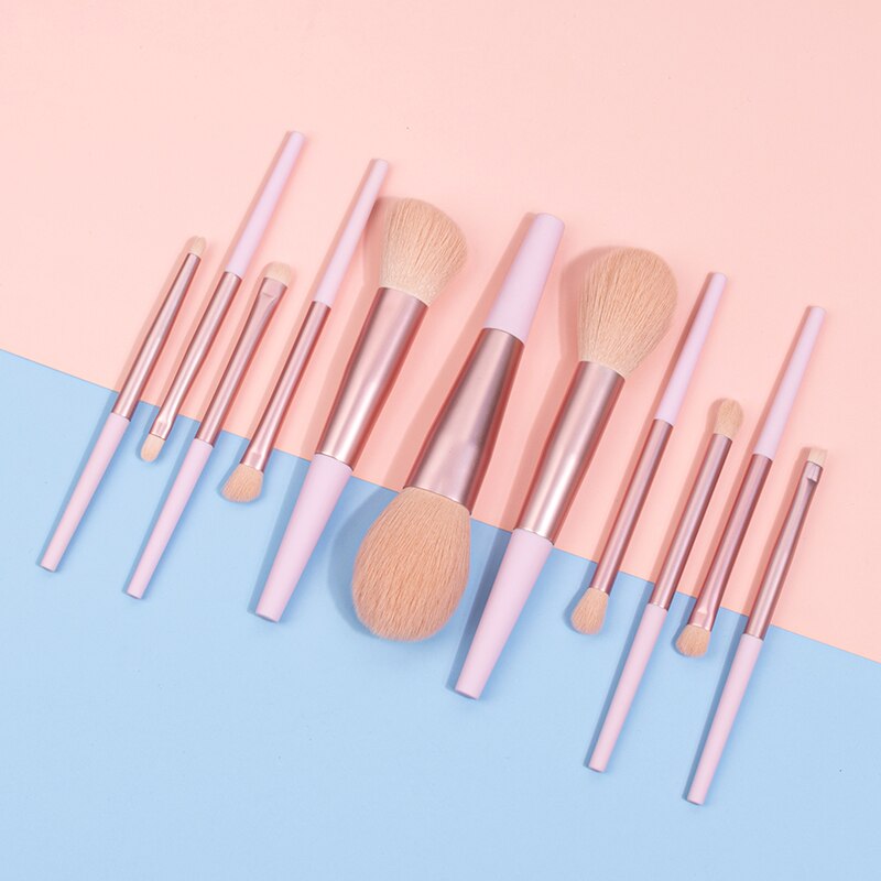 11pcs Long Tube Makeup Brushes Set Professional Natural Hair Powder Foundation Eyeshadow Contour Eyebrow Cosmetic Brush Kit