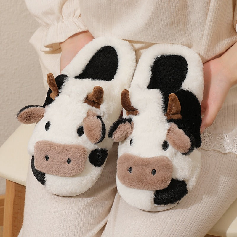 Cotton Slippers Winter New Plush Cotton Slippers Home and Indoor Warmth Cotton Slippers Cartoon Cow Slippers