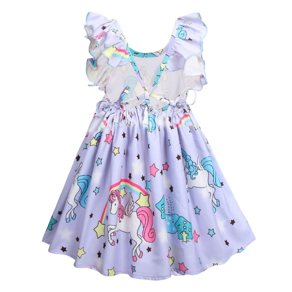 Little Pony Uncorn Rainbow Dress Girls Dresses For Party Wedding Backless Mermaid Dress For Kids Clothes Unicornio Party Dresses