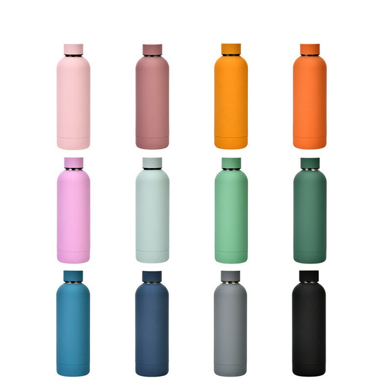 500ml Matte Stainless Steel Vacuum Insulated Hot Cold Water Bottle Double Walled Cola Shape Thermos Leak-Proof Sports Flask