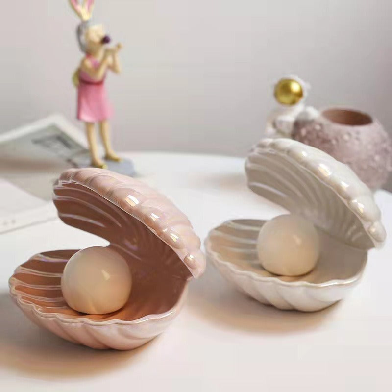 Creative Shell Night Light Bedroom Headlight Nordic Internet Celebrity Girl Heart Dream Pearl Ceramic Light Desktop Decoration