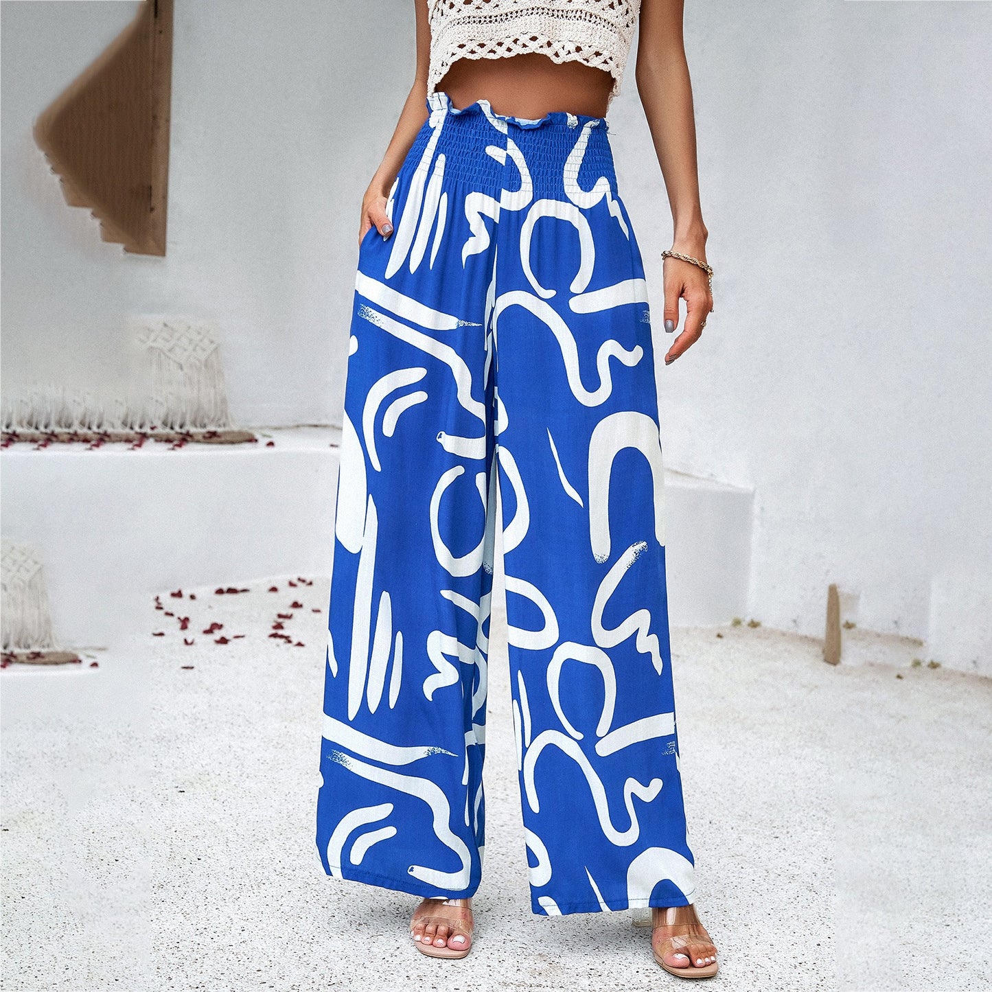 Women's spring/summer elegance printed slacks