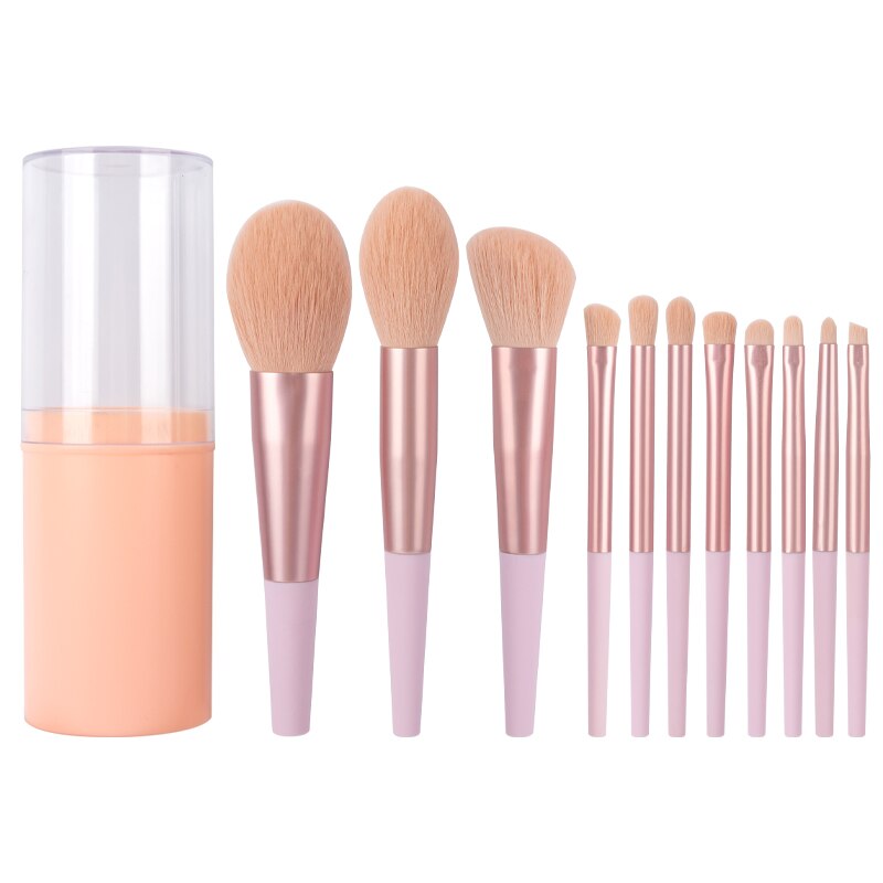 11pcs Long Tube Makeup Brushes Set Professional Natural Hair Powder Foundation Eyeshadow Contour Eyebrow Cosmetic Brush Kit