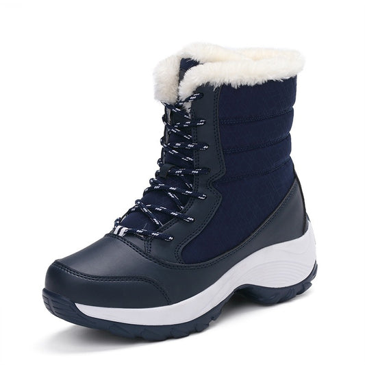 Snow boots, women's boots, flat heels, Martin boots, women's boots, lace up, women's cotton shoes, oversized outdoor travel