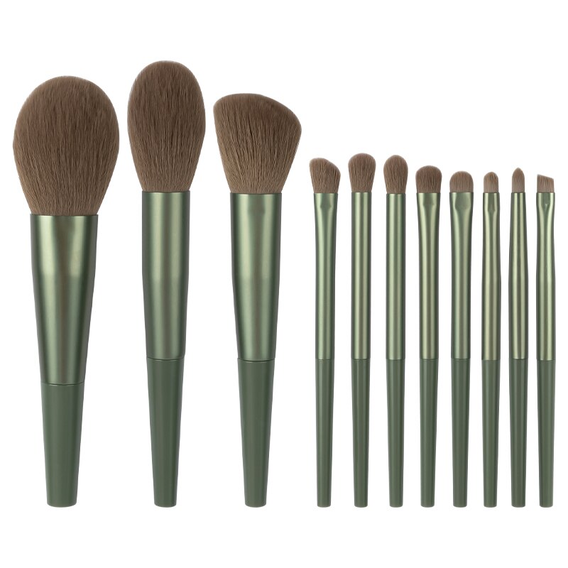 11pcs Long Tube Makeup Brushes Set Professional Natural Hair Powder Foundation Eyeshadow Contour Eyebrow Cosmetic Brush Kit