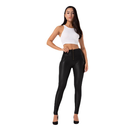 Peach lifting buttocks and high waist yoga leggings with plush leather pants